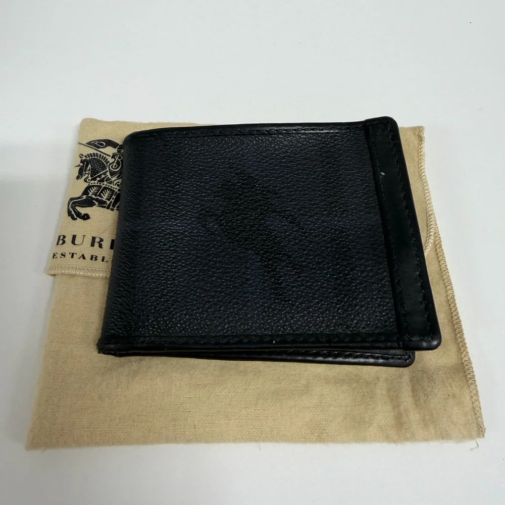 Burberry Men’s Black Leather Bifold Wallet w/ Dust Bag Luxury Classic
